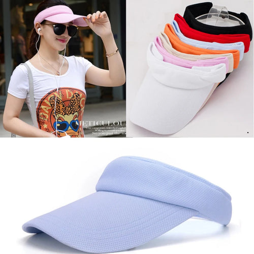 Adjustable Sun Sports Solid Color Cap Striped Golf Tennis Visor Hat-Women's Caps-Arimonz-Arimonz