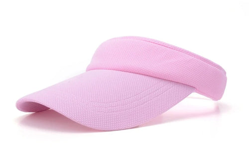 Adjustable Sun Sports Solid Color Cap Striped Golf Tennis Visor Hat-Women's Caps-Arimonz-Pink-21-23in-Arimonz