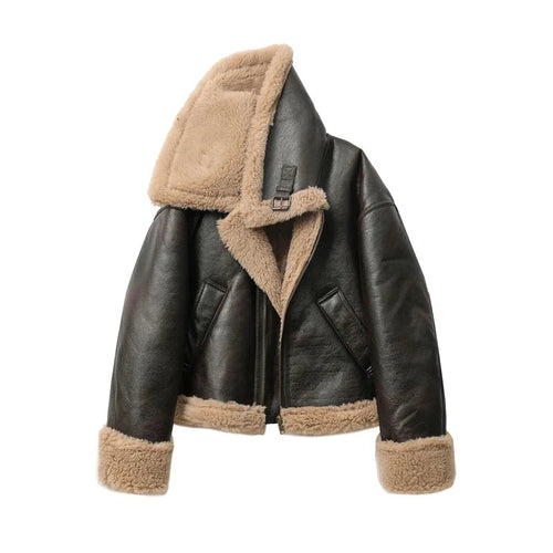 Autumn Winter New Women's Thickened Warm Double-sided Short Jacket-Fuzzy Jackets-Arimonz-Arimonz