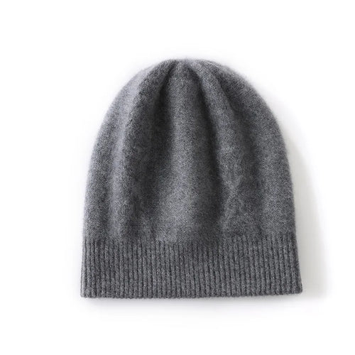 Autumn Winter Pure Cashmere Pullover Hat Knitted Warm Cashmere Beanies-Winter Hats-Arimonz-Dark Grey-One Size-Arimonz