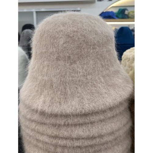Autumn Winter Wool Fur Cap for Women Soft Warm Wool Basin Bucket Hat-Winter Hats-Arimonz-beige khaki-One Size-Arimonz
