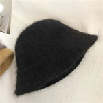 Autumn Winter Wool Fur Cap for Women Soft Warm Wool Basin Bucket Hat-Winter Hats-Arimonz-black-One Size-Arimonz