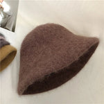 Autumn Winter Wool Fur Cap for Women Soft Warm Wool Basin Bucket Hat-Winter Hats-Arimonz-coffee-One Size-Arimonz
