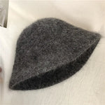 Autumn Winter Wool Fur Cap for Women Soft Warm Wool Basin Bucket Hat-Winter Hats-Arimonz-GRAY-One Size-Arimonz