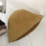 Autumn Winter Wool Fur Cap for Women Soft Warm Wool Basin Bucket Hat-Winter Hats-Arimonz-yellow-One Size-Arimonz