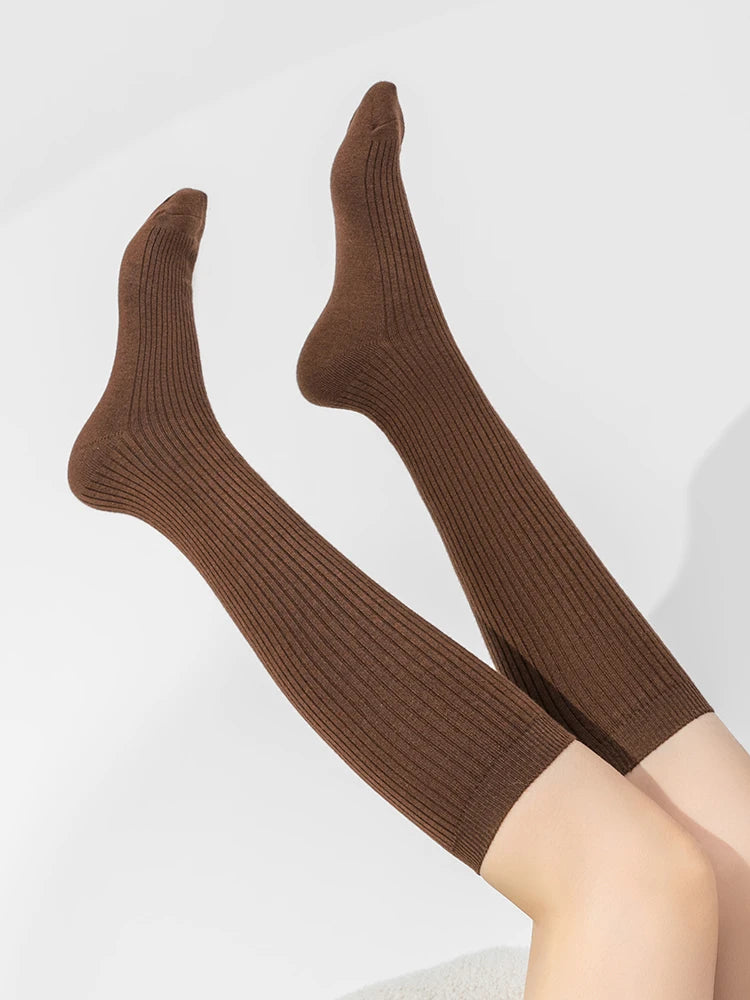 Wool Blend Calf Length Stockings Winter Warm Knitted Long Socks