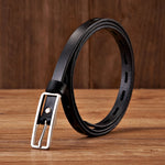 Genuine Leather Knot Thin Belt Cowskin Strap with Pin Buckle Belt