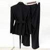 Beaded Trim Belted Suit Fashion Blazer and Pants Matching Outfit Set-Wear To Work Sets-Arimonz-Arimonz