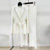 Beaded Trim Belted Suit Fashion Blazer and Pants Matching Outfit Set-Wear To Work Sets-Arimonz-White-S (US-4)-Arimonz