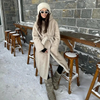 Beige Gradient Belted Faux Mink Fur Coat Warm Hooded Furry Fur Jacket-Fuzzy Jackets-Arimonz-Arimonz