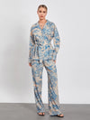 Belted Long Sleeve Shirt with Wide Leg Pants Office Outfit Loungewear-Wear To Work Sets-Arimonz-Arimonz