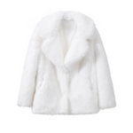 Best Quality Thick Warm Faux Fur Overcoat with Collar Outerwear Jacket-Fuzzy Jackets-Arimonz-white long fur coat-S-Arimonz