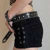 Black Cross Rivet Belt Engraved Buckle Rhinestone Décor Belt-Belts-Arimonz-Arimonz