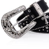 Black Cross Rivet Belt Engraved Buckle Rhinestone Décor Belt-Belts-Arimonz-Arimonz