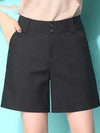 Casual Women's Shorts Button Fly Solid High Waist Shorts for Summer