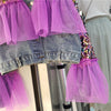 Blue Short Denim Coat Sequin Tie-dye Net Yarn Splicing Jean Jacket-Jean Jackets-Arimonz-Arimonz