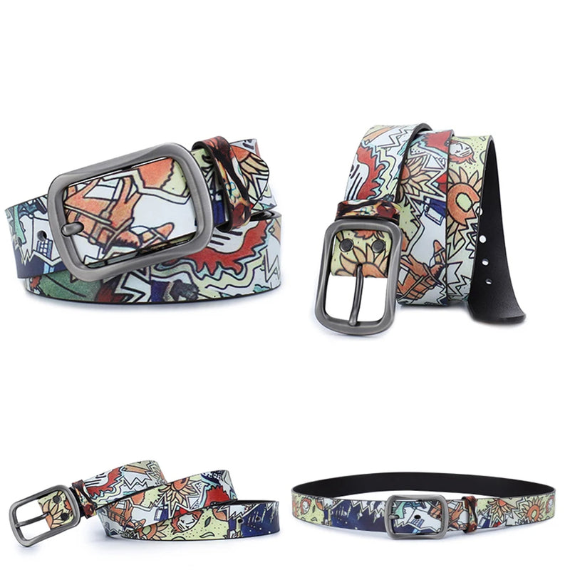 Genuine Leather Belt For Women Casual Belt Designer Girdle Printed Belt