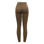 Brown Mid High Waist Cropped Jeans Ultra Stretchy Skinny Denim Pants-Skinny Jeans-Arimonz-Arimonz