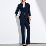 Business Chic Formal Blazer Pants Set for Woman 2 Pieces Matching Set-Wear To Work Sets-Arimonz-Blue-S(US-4)-Arimonz