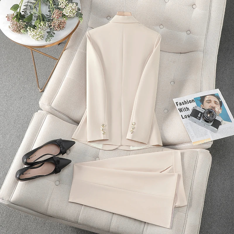 Business Chic Formal Blazer Trousers Suit Two Piece Plus Size Set-Wear To Work Sets-Arimonz-Arimonz