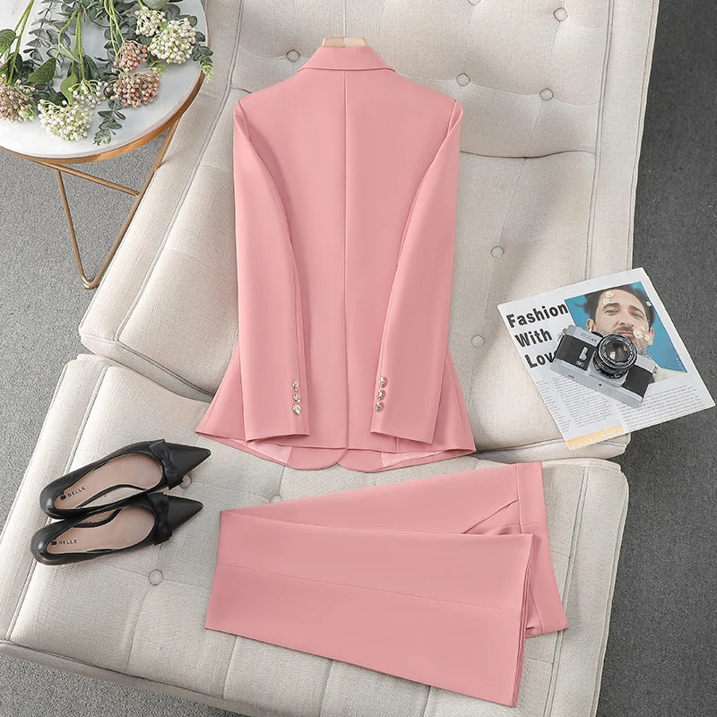 Business Chic Formal Blazer Trousers Suit Two Piece Plus Size Set-Wear To Work Sets-Arimonz-Arimonz