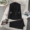 Business Chic Formal Blazer Trousers Suit Two Piece Plus Size Set-Wear To Work Sets-Arimonz-black-S-Arimonz