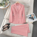 Business Chic Formal Blazer Trousers Suit Two Piece Plus Size Set-Wear To Work Sets-Arimonz-Pink-S-Arimonz