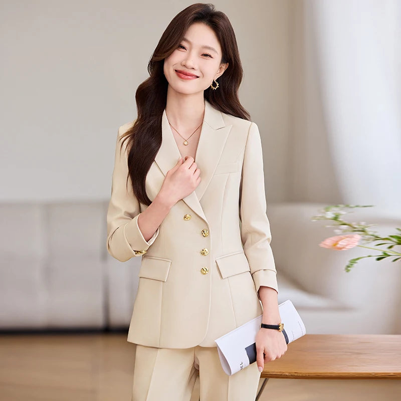 Business Chic Formal Blazer Trousers Suit Two Piece Plus Size Set-Wear To Work Sets-Arimonz-Arimonz