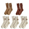 Cashmere Wool 5 pairs Socks Solid Warm Embroidered Mid Calf Socks-Socks & Tights-Arimonz-5pairs-As picture-Arimonz