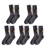 Cashmere Wool 5 pairs Socks Solid Warm Embroidered Mid Calf Socks-Socks & Tights-Arimonz-5pairs-Gray-Arimonz