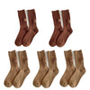 Cashmere Wool 5 pairs Socks Solid Warm Embroidered Mid Calf Socks-Socks & Tights-Arimonz-5pairs-Khaki Coffee-Arimonz
