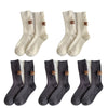 Cashmere Wool 5 pairs Socks Solid Warm Embroidered Mid Calf Socks-Socks & Tights-Arimonz-5pairs-White Gray-Arimonz