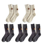 Cashmere Wool 5 pairs Socks Solid Warm Embroidered Mid Calf Socks-Socks & Tights-Arimonz-5pairs-White Gray-Arimonz