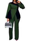 Casual Fashion Patchwork Flare Sleeve Top and Wide-Leg Pants Set-Wear To Work Sets-Arimonz-Arimonz