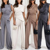 Casual Irregular Top And Wide Leg Pants 2 Piece Set Slim Office Suit-Wear To Work Sets-Arimonz-Arimonz