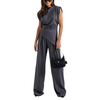 Casual Irregular Top And Wide Leg Pants 2 Piece Set Slim Office Suit-Wear To Work Sets-Arimonz-Arimonz