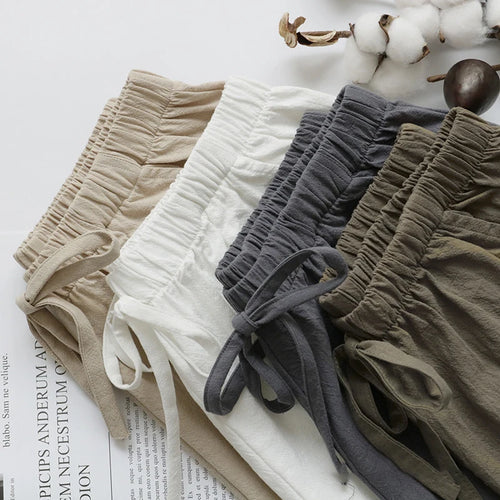 Casual Linen Shorts Loose Shorts High Waist Dance Shorts for Women-Shorts-Arimonz-Arimonz
