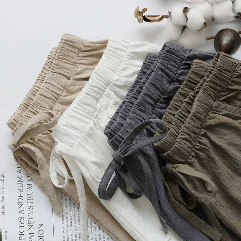 Casual Linen Shorts Loose Shorts High Waist Dance Shorts for Women-Shorts-Arimonz-Arimonz