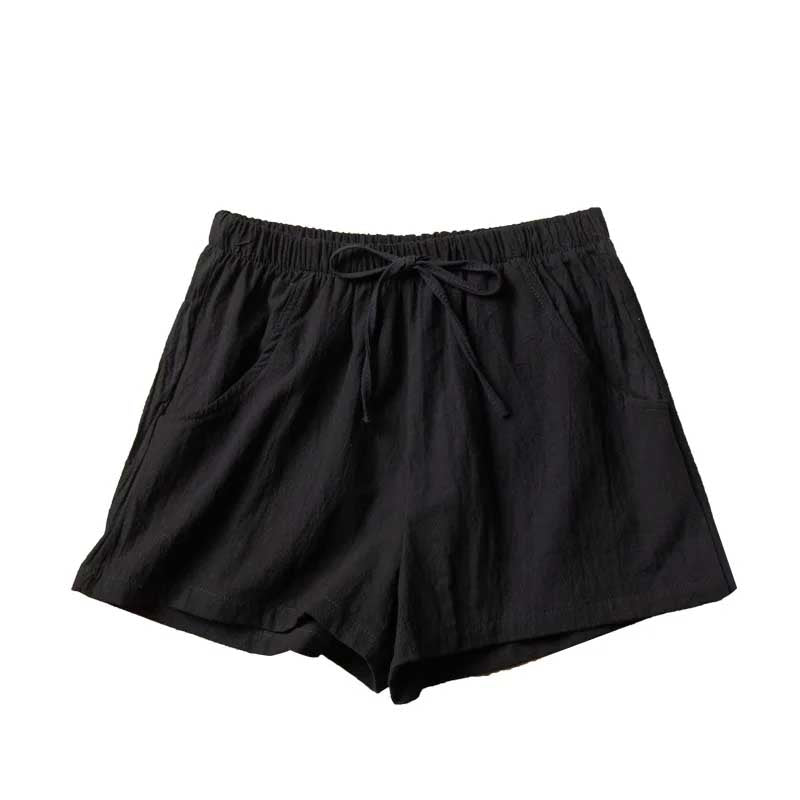Casual Linen Shorts Loose Shorts High Waist Dance Shorts for Women-Shorts-Arimonz-Black-S-Arimonz