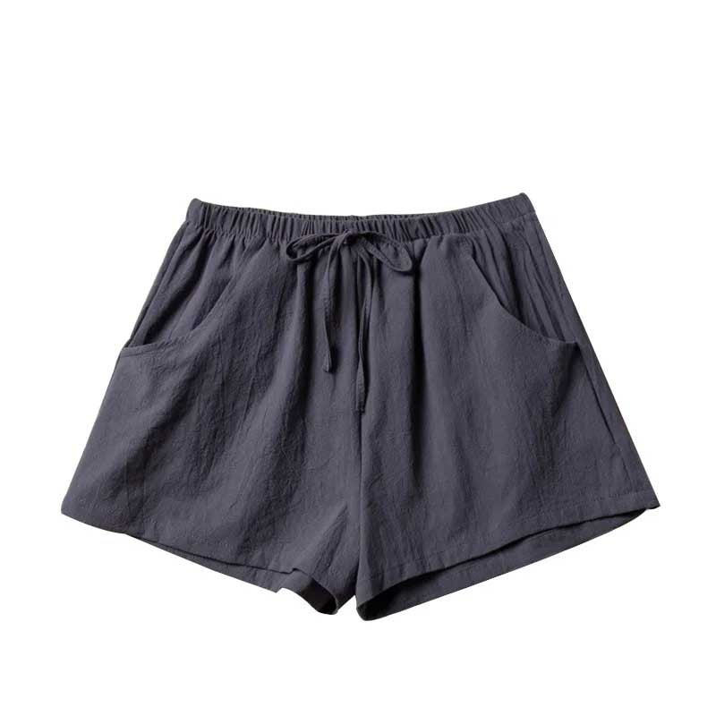 Casual Linen Shorts Loose Shorts High Waist Dance Shorts for Women-Shorts-Arimonz-Blue-Gray-S-Arimonz