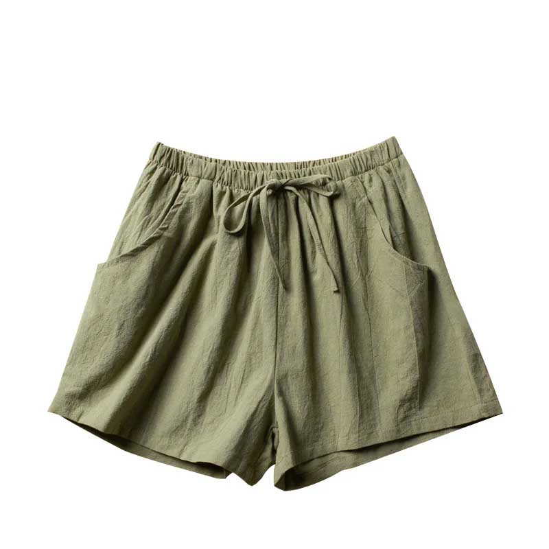 Casual Linen Shorts Loose Shorts High Waist Dance Shorts for Women-Shorts-Arimonz-Olive Green-S-Arimonz