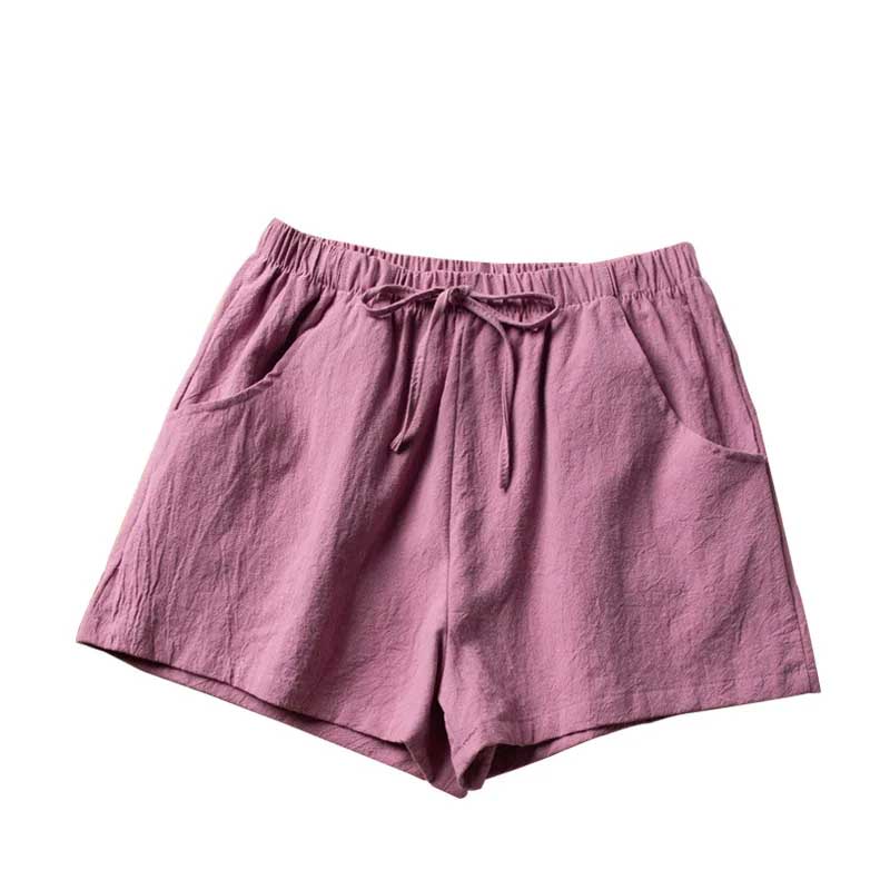 Casual Linen Shorts Loose Shorts High Waist Dance Shorts for Women-Shorts-Arimonz-Rose Pink-S-Arimonz