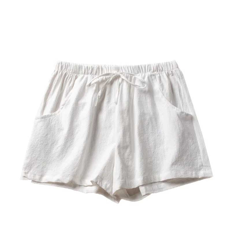 Casual Linen Shorts Loose Shorts High Waist Dance Shorts for Women-Shorts-Arimonz-White-S-Arimonz