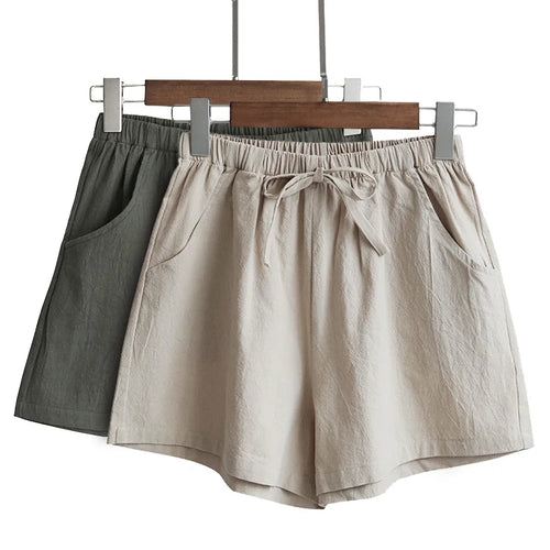 Casual Linen Shorts Loose Shorts High Waist Dance Shorts for Women-Shorts-Arimonz-Arimonz