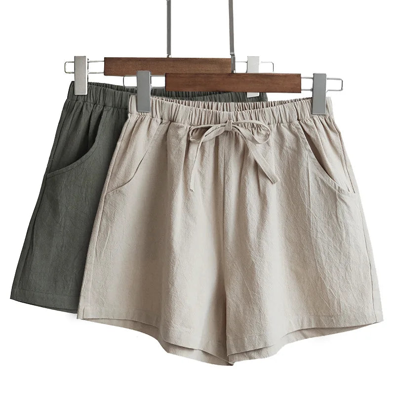 Casual Linen Shorts Loose Shorts High Waist Dance Shorts for Women-Shorts-Arimonz-Arimonz