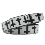 Casual Ratchet Belt with Automatic Buckle Pattern Belt-Belts-Arimonz-Cross-White-90cm/35.4"-Arimonz
