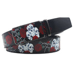 Casual Ratchet Belt with Automatic Buckle Pattern Belt-Belts-Arimonz-Skull flower-90cm/35.4"-Arimonz