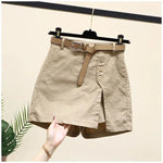 Casual Skirts Shorts for Women Summer Wear Versatile A-line Skorts-Denim Shorts-Arimonz-Khaki With Belt-S-Arimonz