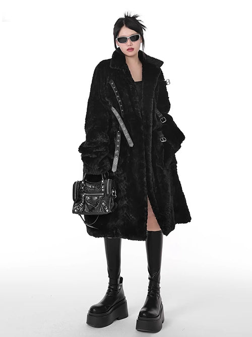 Casual Soft Thick Faux Fur Coat Stand Collar Punk Style Fluffy Coat-Fuzzy Jackets-Arimonz-Arimonz