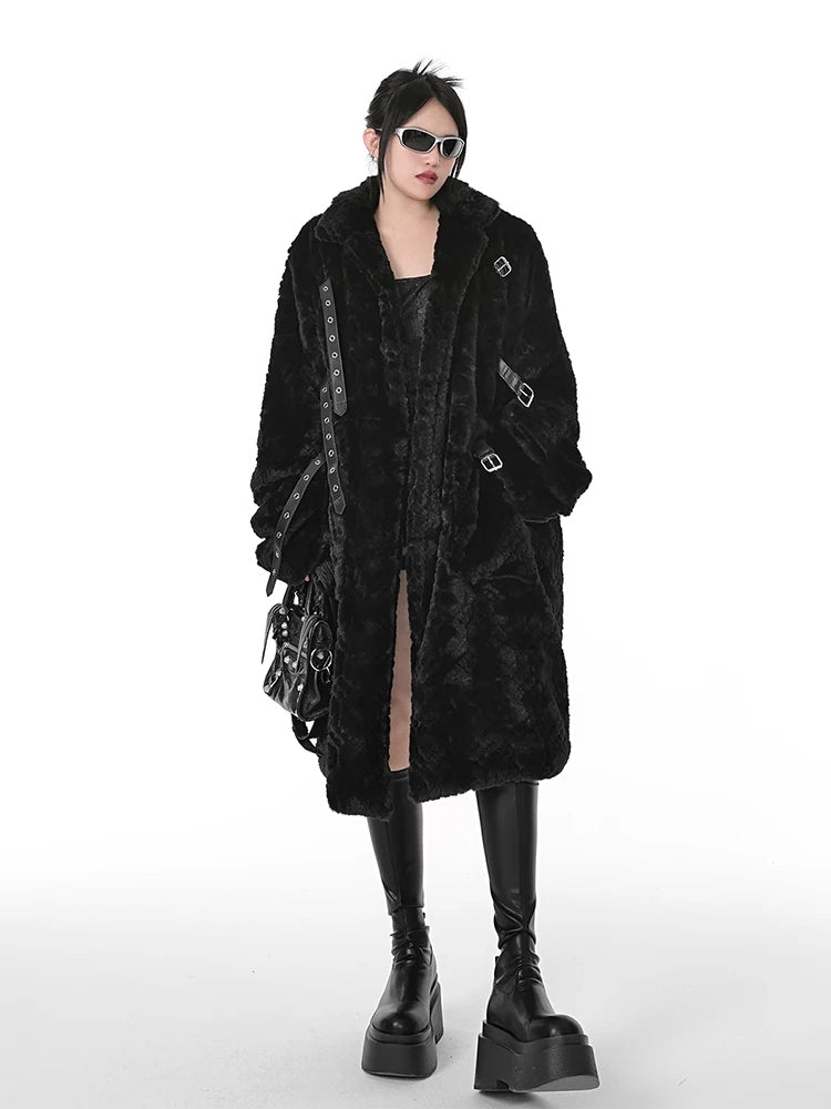 Casual Soft Thick Faux Fur Coat Stand Collar Punk Style Fluffy Coat-Fuzzy Jackets-Arimonz-Arimonz
